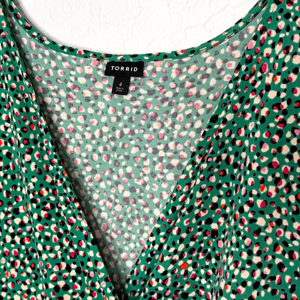 Torrid Midi A-Line Green Wrap Dress Size 4 4X 26 - Picture 8 of 10